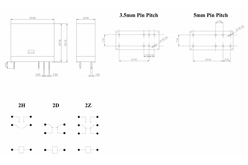16 A 3,5/5 mm Pin-Miniatur-Leistungsrelais